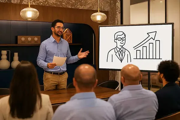 מרצה מגיש פרזנטצייה